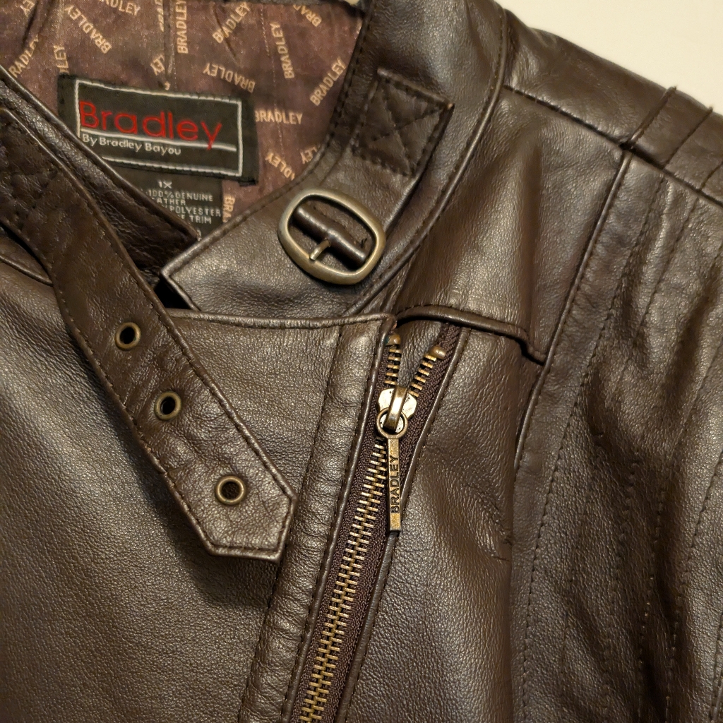 Women's Brown Leather Jacket- Bradley By Bradley Bayou- 1x